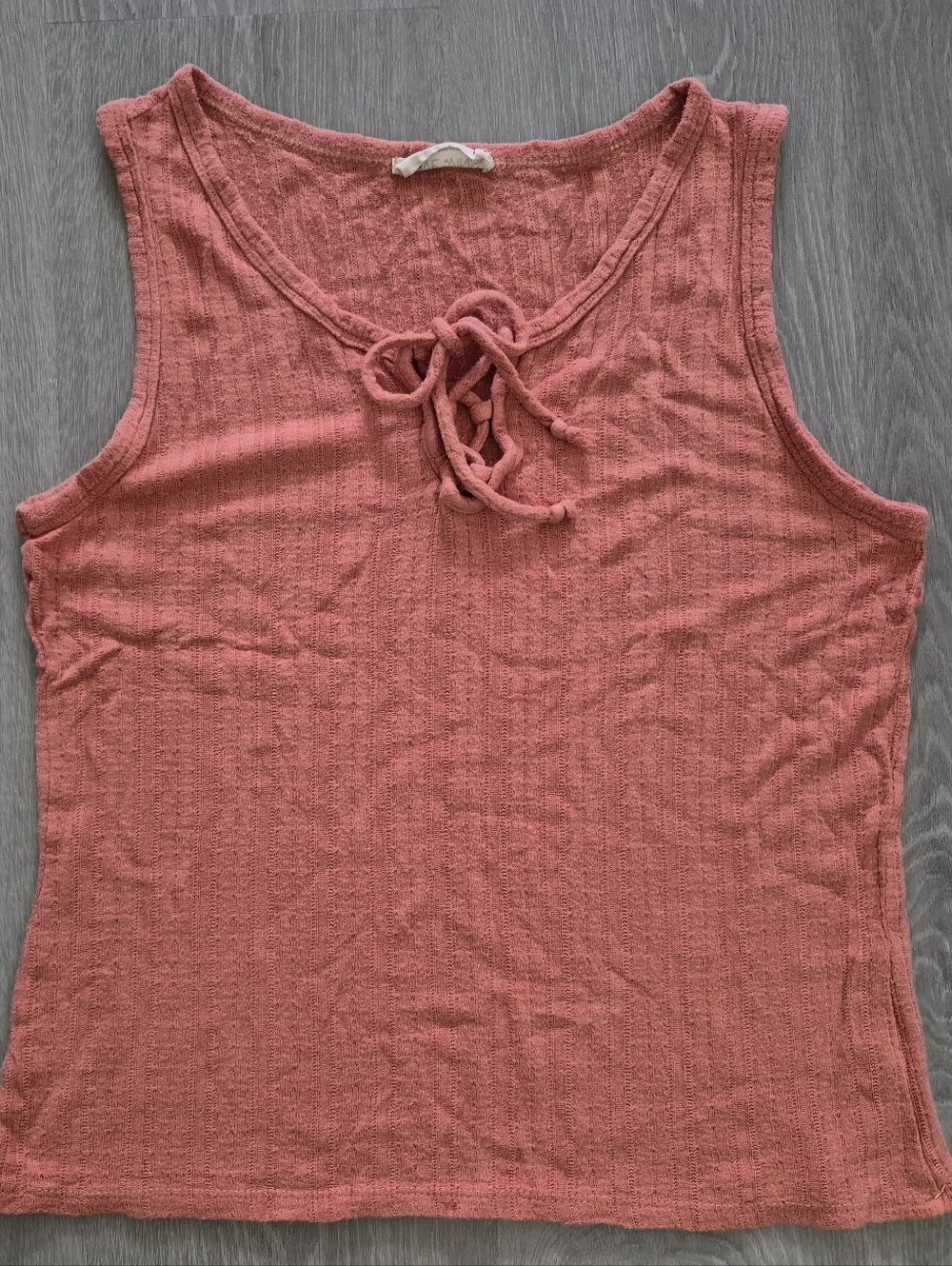 Love Wins Coral Peach Front Tie Tank Top Size S
